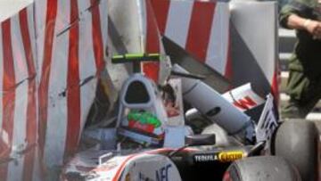 Sergio Pérez, accidentado.