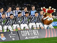 Once de la Real Sociedad que salió de inicio ante el Athletic en la vuelta de semifinal de Copa en Anoeta (Photo by ANDER GILLENEA / AFP).
