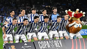 Once de la Real Sociedad que salió de inicio ante el Athletic en la vuelta de semifinal de Copa en Anoeta (Photo by ANDER GILLENEA / AFP).