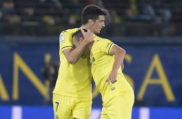 Gerard Moreno celebra un gol con el Villarreal.