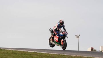 PORTIMAO, PORTUGAL - MARCH 12: Alex Rins of Spain and LCR Honda Castrol  jumps with the bike during the Portimao MotoGP Official Test at Portimao Circuit on March 12, 2023 in Portimao, Portugal. (Photo by Mirco Lazzari gp/Getty Images,)