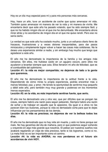 Hace un año que la vida me dio una segunda oportunidad