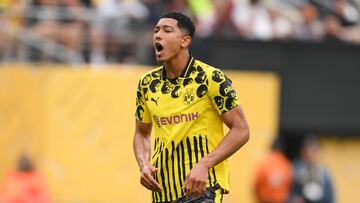 EAST RUTHERFORD, NEW JERSEY - JUNE 17: Jobe Bellingham #77 of Borussia Dortmund reacts during the FIFA Club World Cup 2025 group F match between Fluminense FC and Borussia Dortmund at MetLife Stadium on June 17, 2025 in East Rutherford, New Jersey. David Ramos/Getty Images/AFP (Photo by David Ramos / GETTY IMAGES NORTH AMERICA / Getty Images via AFP)