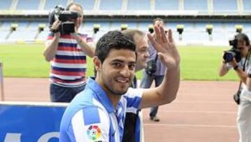 Carlos Vela, ayer en Anoeta.