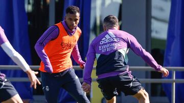 Rodrygo, durante la sesión previa del Real Madrid al viaje a Pamplona.