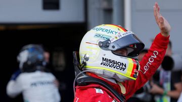 Formula One F1 - Azerbaijan Grand Prix - Baku City Circuit, Baku, Azerbaijan - April 28, 2019   Ferrari&#039;s Sebastian Vettel celebrates third place     REUTERS/Anton Vaganov