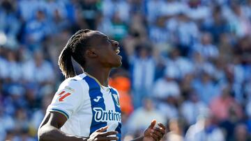 LEGANÉS (MADRID), 24/05/2025.- El delantero del Leganés Yan Diomande, durante el partido de LaLiga de fútbol que CD Leganés y Real Valladolid disputan este sábado en el estadio de Butarque. EFE/Sergio Pérez