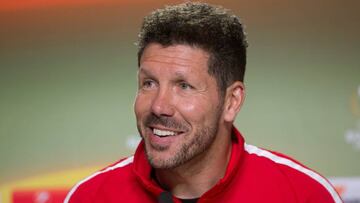 GRAF2892. MADRID, 09/05/2018.- El entrenador del Atlético de Madrid, el argentino Diego Pablo Simeone, durante la rueda de prensa ofrecida en el Día de Medios del club rojiblanco con motivo de la final de la Liga Europa, esta tarde en el est