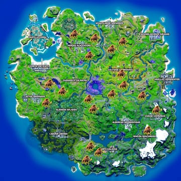 Todas las ubicaciones de jabal&iacute;es en la Temporada 8 de Fortnite