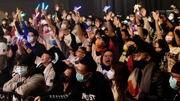 This picture taken on January 2, 2021 shows fans attending a concert of Taiwanese death metal band &#039;Dharma&#039; in Taichung. (Photo by Sam Yeh / AFP)