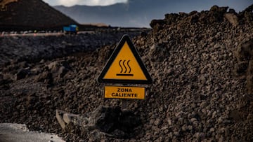 LA PALMA, SANTA CRUZ DE TENERIFE, SPAIN - SEPTEMBER 12: Hot zone signaling on the LP213 road linking the La Laguna and Puerto Naos neighborhoods, on 12 September, 2022 in La Palma, Santa Cruz de Tenerife, Canary Islands, Spain. The Island Corporation is carrying out several road infrastructure works as part of the Plan Recupera La Palma. The Infrastructure Area has financial support of 13.6 million euros, of which 5.2 million are earmarked for roads. One of the fundamental parts of the plan is to connect the north with the south of the island because the volcanic lava flows cut the road connection and to cross the island it was necessary to travel for two hours between mountains. (Photo By Kike Rincon/Europa Press via Getty Images)