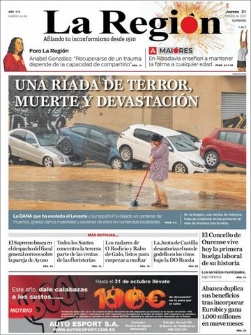 ¡°No camin¨¢is solos¡±: la prensa copa sus portadas con la cat¨¢strofe de la DANA