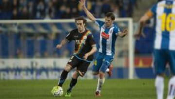 Raúl Baena en el partido ante el Espanyol.