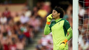 GRANADA, SPAIN - AUGUST 02: Guillermo Ochoa of Granada FC reacts during a friendly match between Granada FC and Sevilla FC at Estadio Nuevo los Carmenes on August 2, 2016 in Granada, Spain. (Photo by Aitor Alcalde/Getty Images)