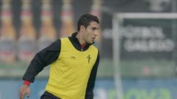 <b>AYER SE ENTRENÓ. </b>Hugo Mallo completó la sesión de entrenamiento, pero terminó con molestias.