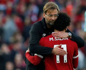 Liverpool manager Jürgen Klopp and Mohamed Salah.