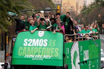 Celebración del Unicaja por la conquista de la Copa del Rey 2023.