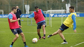 Jugadores del Deportivo en un entrenamiento