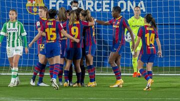 Jugadoras del Bar&ccedil;a en un partido de Liga ante el Betis. 