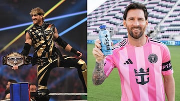 Logan Paul, campeón de los Estados Unidos de la WWE, y Leo Messi, con su nueva bebida.
