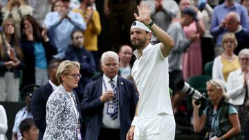Grigor Dimitrov, en el partido contra Jannik Sinner en el que se lesionó.