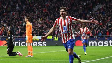Julián Alvarez, en el Atlético-Tottenham de Champions.