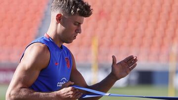 Marcos Llorente, en el entrenamiento del Atlético