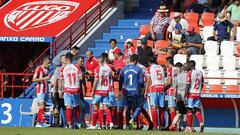 Los jugadores del Lugo, durante un partido.