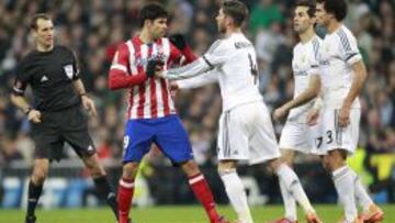 Diego Costa discute con Ramos, Arbeloa y Pepe.