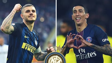 Mauro Icardi y Ángel Di María.