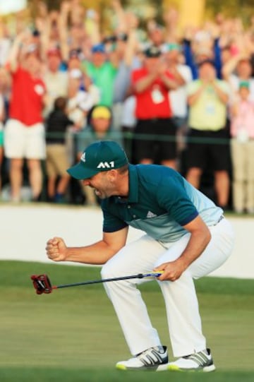 Sergio Garcia celebrates winning his first major.