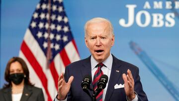 Joe Biden speaks about jobs and the economy at the White House in Washington, April 7, 2021.
