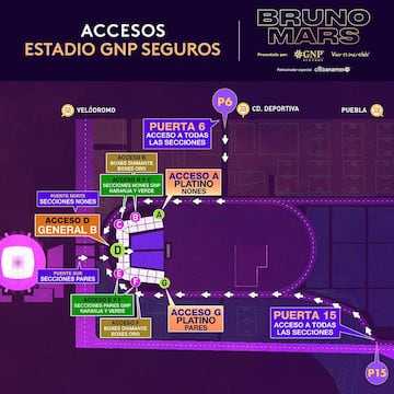 Mapa y accesos Bruno Mars