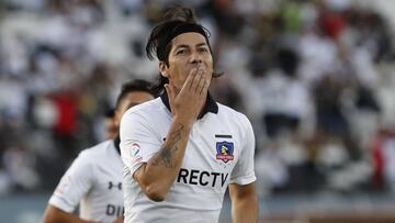 Futbol, Futbol, Colo Colo vs O'Higgins.
Tercera fecha, campeonato de Clausura 2016/17.
El jugador de Colo Colo Jaime Valdes celebra despues de convertir un gol contra O'Higgins durante el partido de primera division disputado en el estadio Monumental de Santiago, Chile.
18/02/2017
Martin Thomas/Photosport
*************
Football, Colo Colo vs O'Higgins.
Third date, Closure Championship 2016/17.
Colo Colo's player Jaime Valdes celebrates after scoring against O'Higgins during the first division football match held at the Monumental stadium in Santiago, Chile.
18/02/2017.
Martin Thomas/Photosport