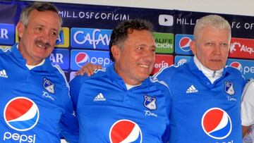 Norberto Peluffo en la presentación de los refuerzos de Millonarios