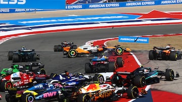 Accidente en la salida del GP de Estados Unidos de F1 2025.