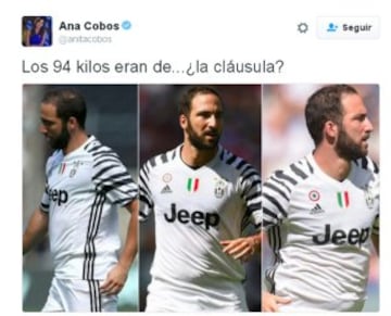 Las redes no perdonan el sobrepeso de Higuaín