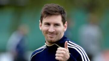 Lionel Messi durante una sesi&oacute;n de entrenamiento con Argentina en Buenos Aires el 19 de marzo.