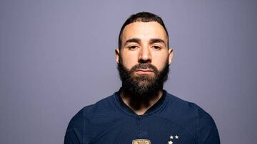 DOHA, QATAR - NOVEMBER 17: Karim Benzema of France poses during the official FIFA World Cup Qatar 2022 portrait session on November 17, 2022 in Doha, Qatar. (Photo by Michael Regan - FIFA/FIFA via Getty Images)