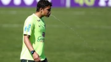 Thiago Silva, durante el entreno.
