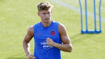 Marcos Llorente, durante un entrenamiento con el Atlético.