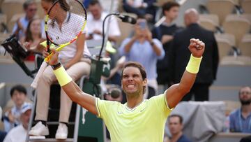 Tennis - French Open - Roland Garros, Paris, France - June 4, 2019. Spain's Rafael Nadal celebrates after his quarterfinal match against Japan's Kei Nishikori. REUTERS/Charles Platiau