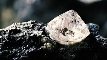 natural diamond nestled in kimberlite