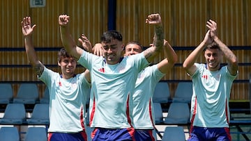 Moleiro, en un entrenamiento de la Sub-21.