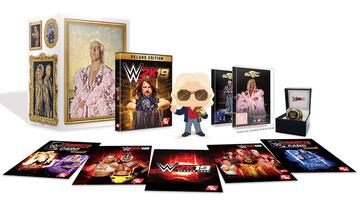 WWE 2K19 | La nueva entrega de la saga de lucha libre basada en la WWE de 2K Games llega como homenaje al legendario Ric Flair e incluye varios extras como cartas, un anillo de la WWE, un trozo de bata rosa del propio Ric Flair y una figura Funko POP! exclusiva del luchador, todo en una estupenda caja.