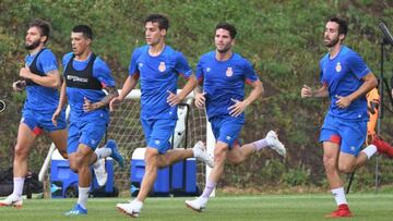 Jugadores del Girona durante un entrenamiento de pretemporada. 