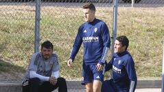 Carlos Nieto, en el entrenamiento de esta tarde.