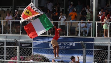 Formula One F1 - Miami Grand Prix - Miami International Autodrome, Miami, Florida, United States - May 5, 2024 Ferrari fan in seen during the Miami Grand Prix REUTERS/Brian Snyder