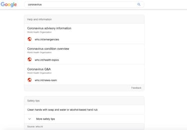 Esto sucede si buscas 'coronavirus' en Google: La alerta SOS del buscador