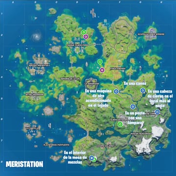 Mapa con todas las ubicaciones de las monedas PE - Semana 4